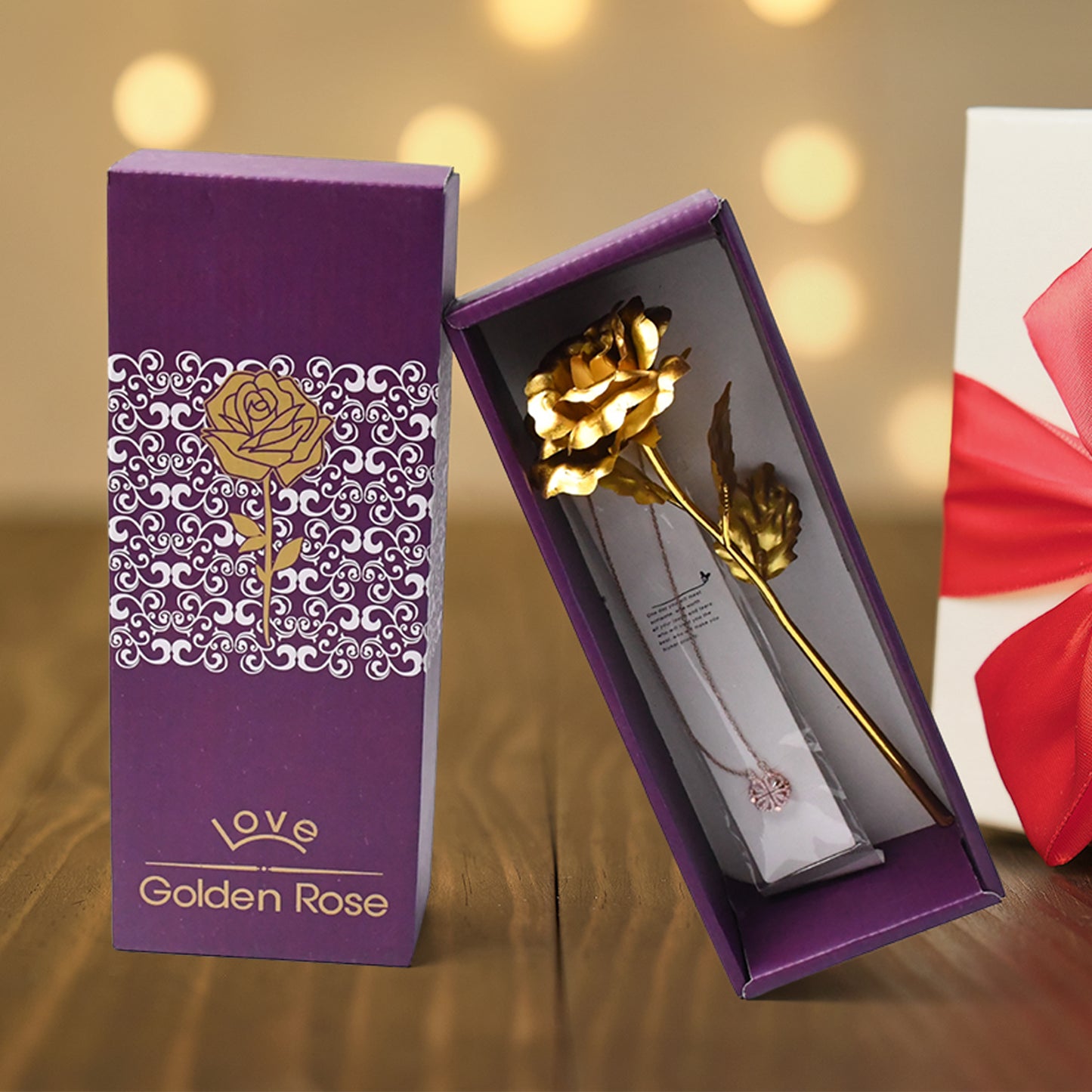 Golden Rose  Necklace Set Perfect Gift Set