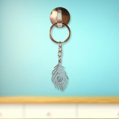 Stylish Stainless Steel Peacock Feather Keychain (1 Pc)