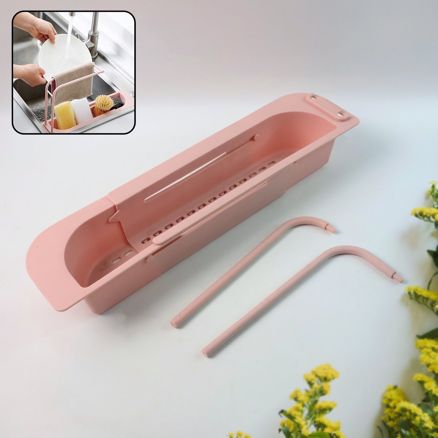 Over-sink Expandable Sink Caddy With Dual Towel Bar  Drip Tray