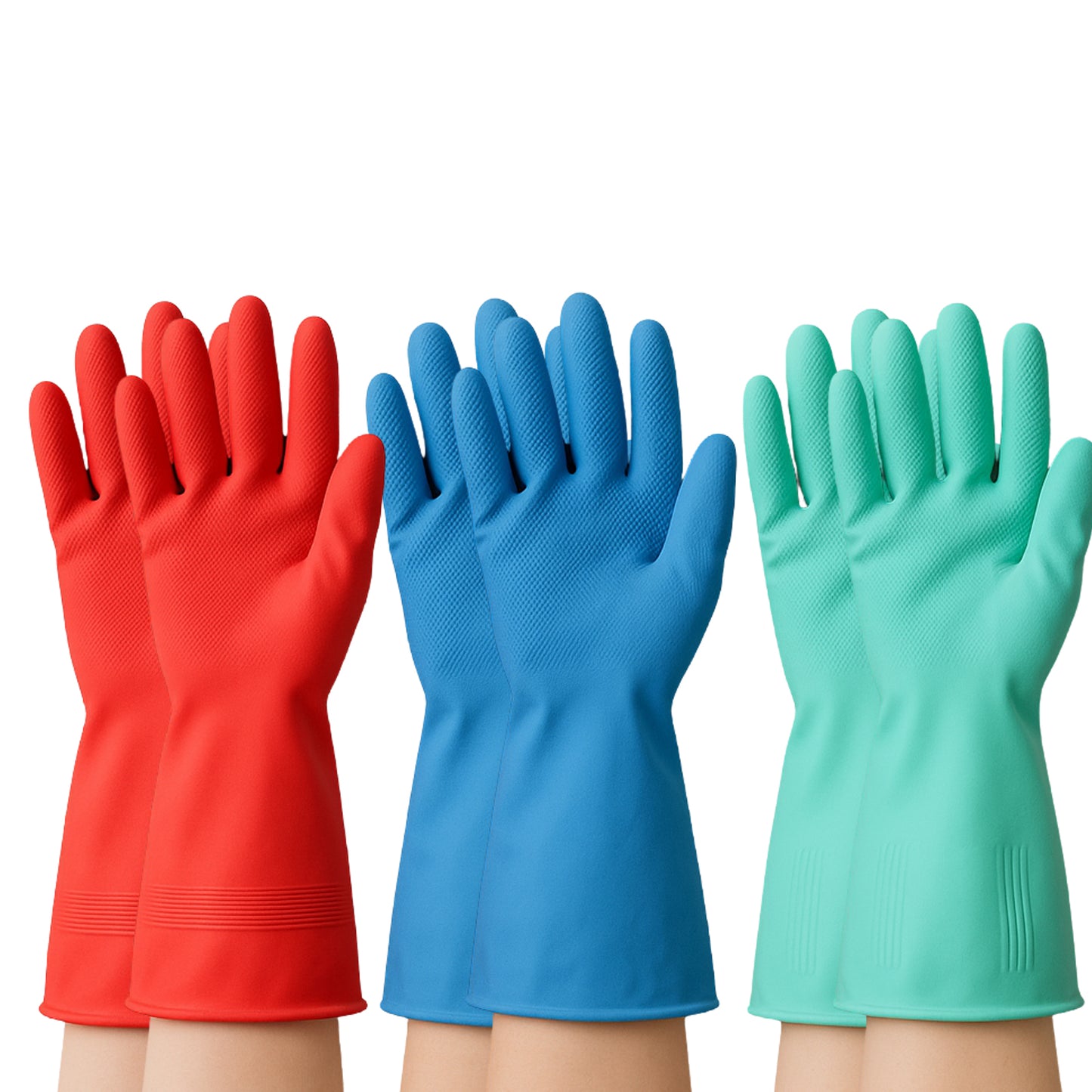 Long Cuff Multipurpose Rubber Cleaning Gloves (1 Pair Mix Color)