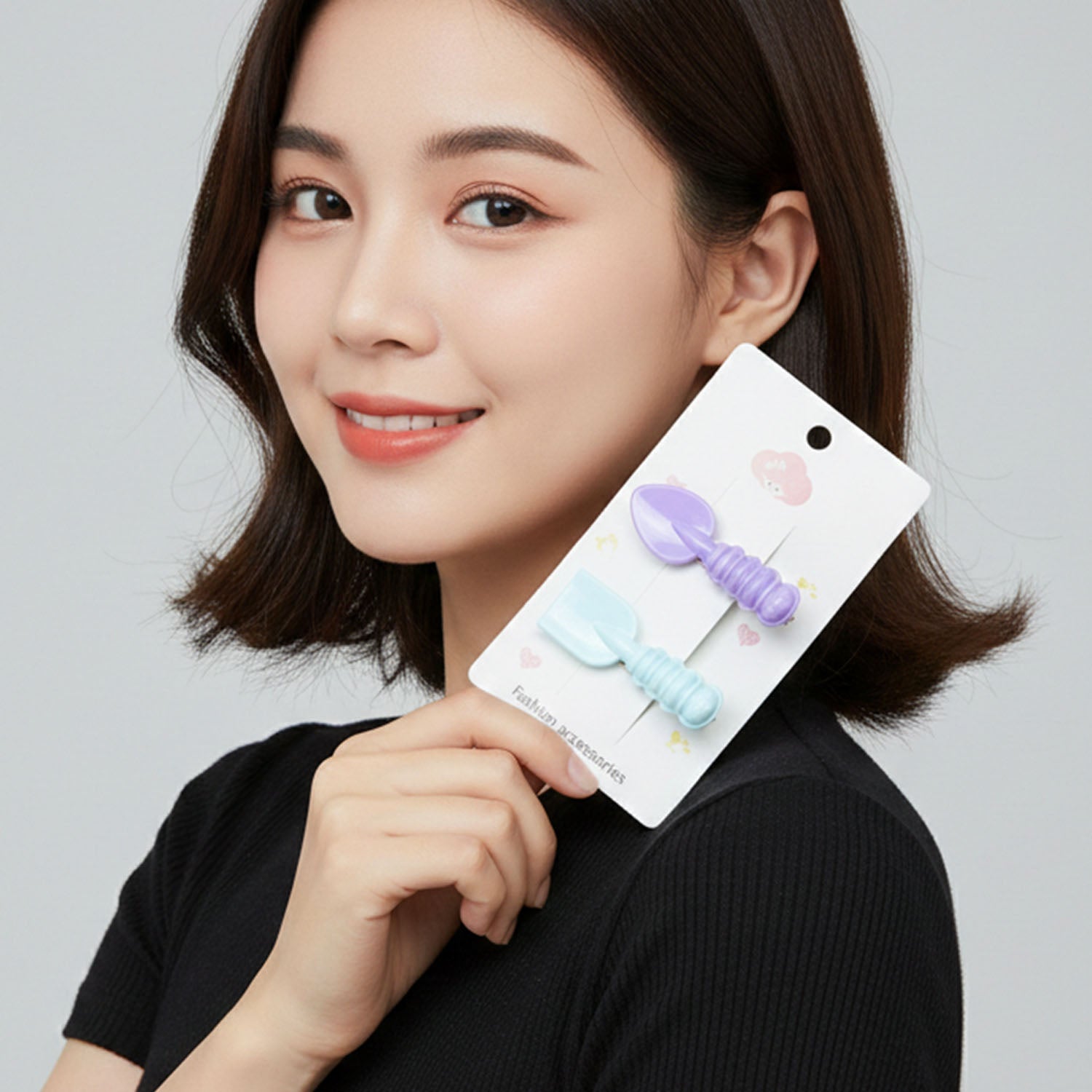 Cute Mini Spade  Leaf Shape Hair Clip Set (2 Pc)