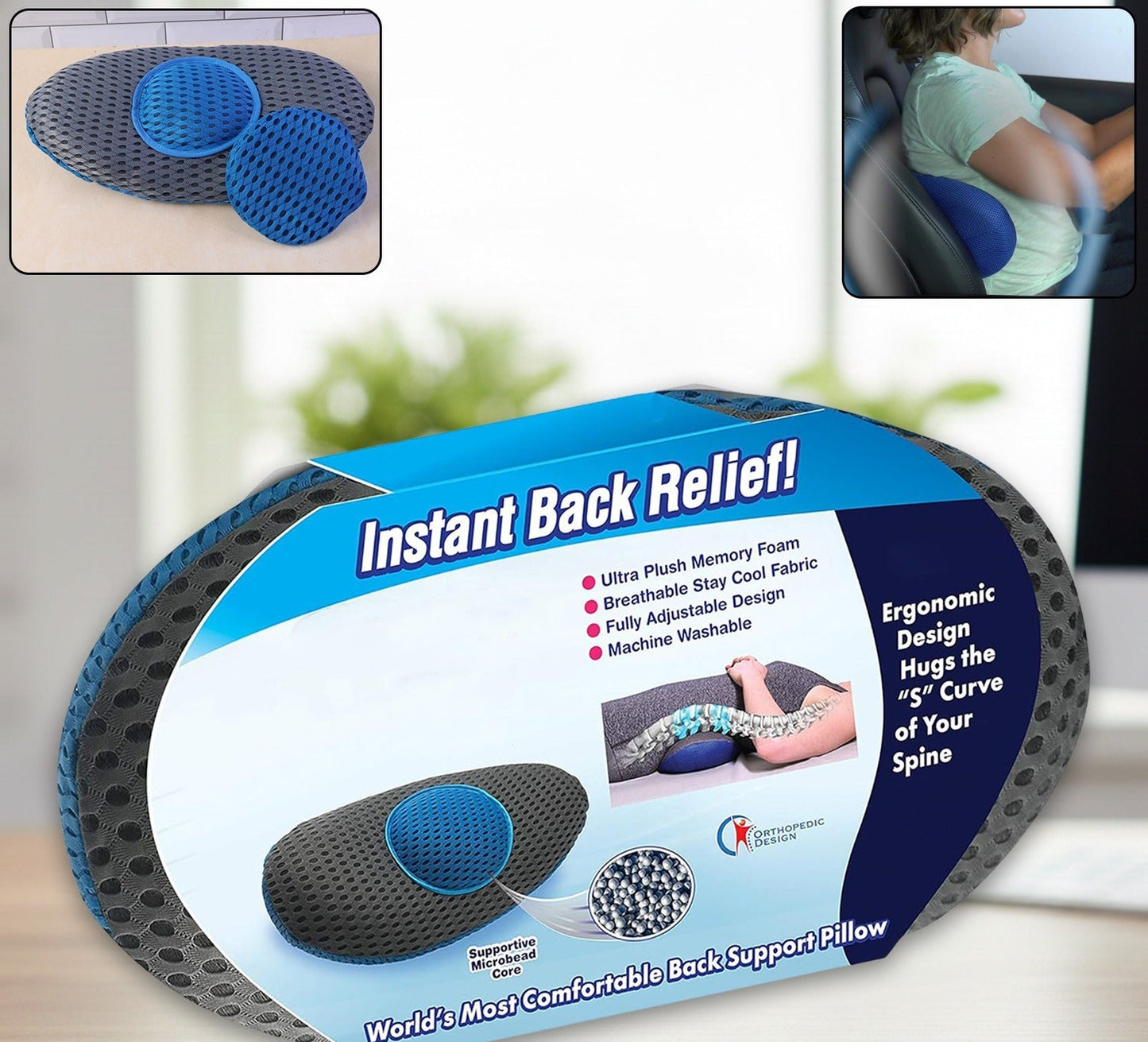 Ergonomic Orthopedic Back Support Pillow (18 X 9 Inch  1 Pc)