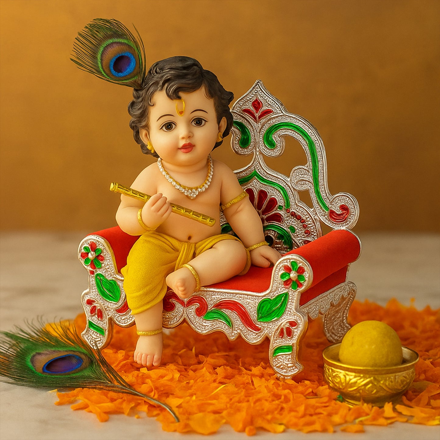Plastic Decorative Small Singhasan For Laddu Gopal Krishna Ji Or Ganesha Idol (1 Pc)