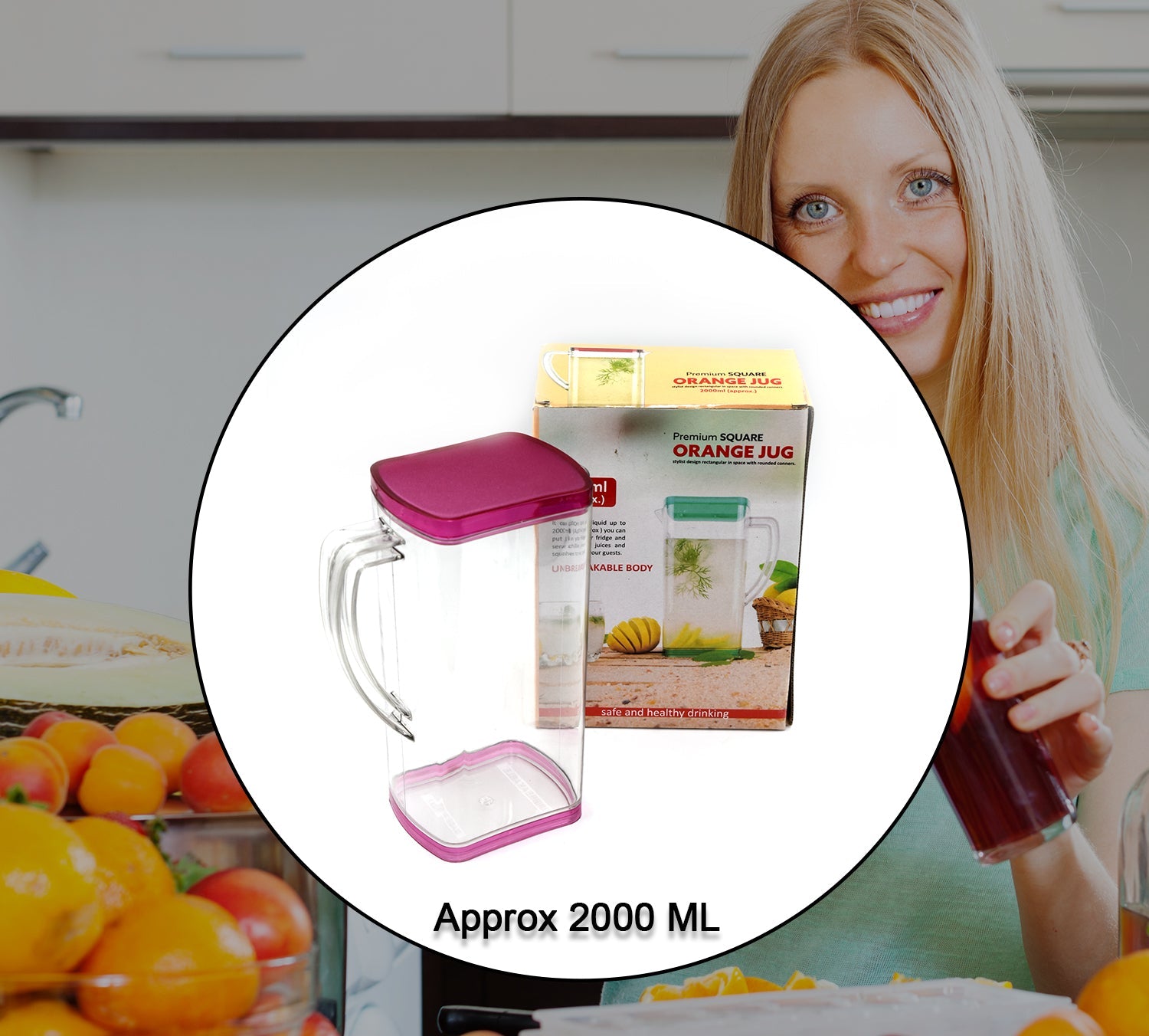 2789 2000ml Square Jug For Carrying Water And Types Of Juices And Beverages And All.