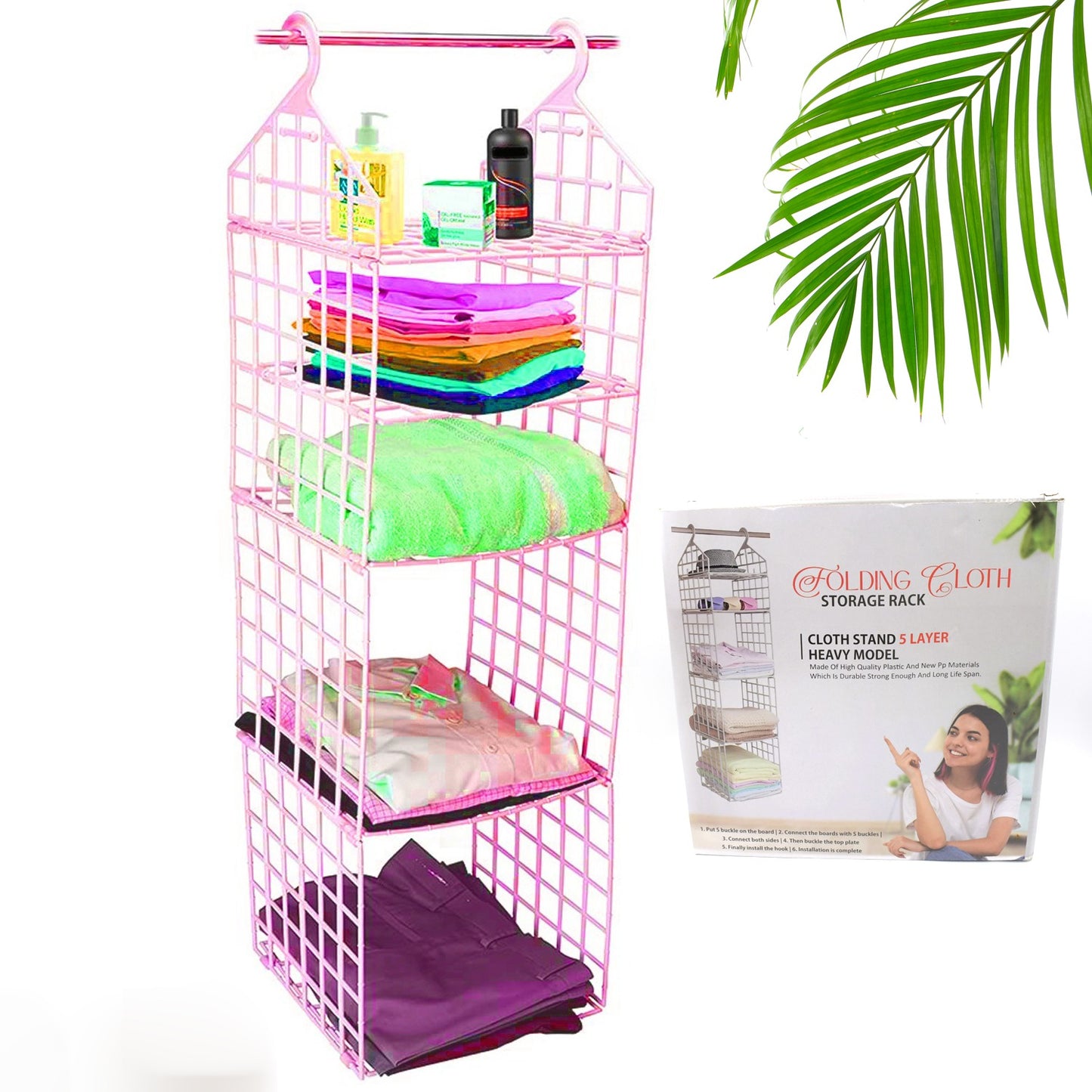 Multipurpose 5 Layer Folding Clothes Storage Rackscloset For Students Wardrobe Shelves Socks Scarf T-shirt Etchanging Organizer Storage Holders  Racks