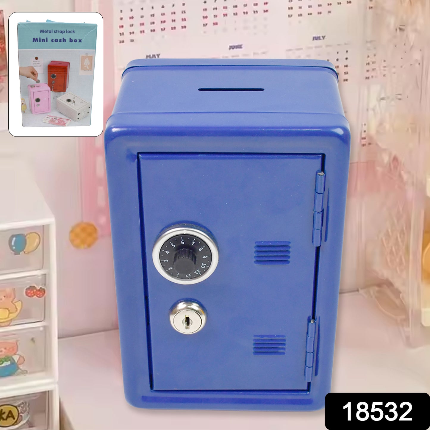 Mini Metal Cash Box Safe Creative Piggy Bank With 2 Key (1 Pc)