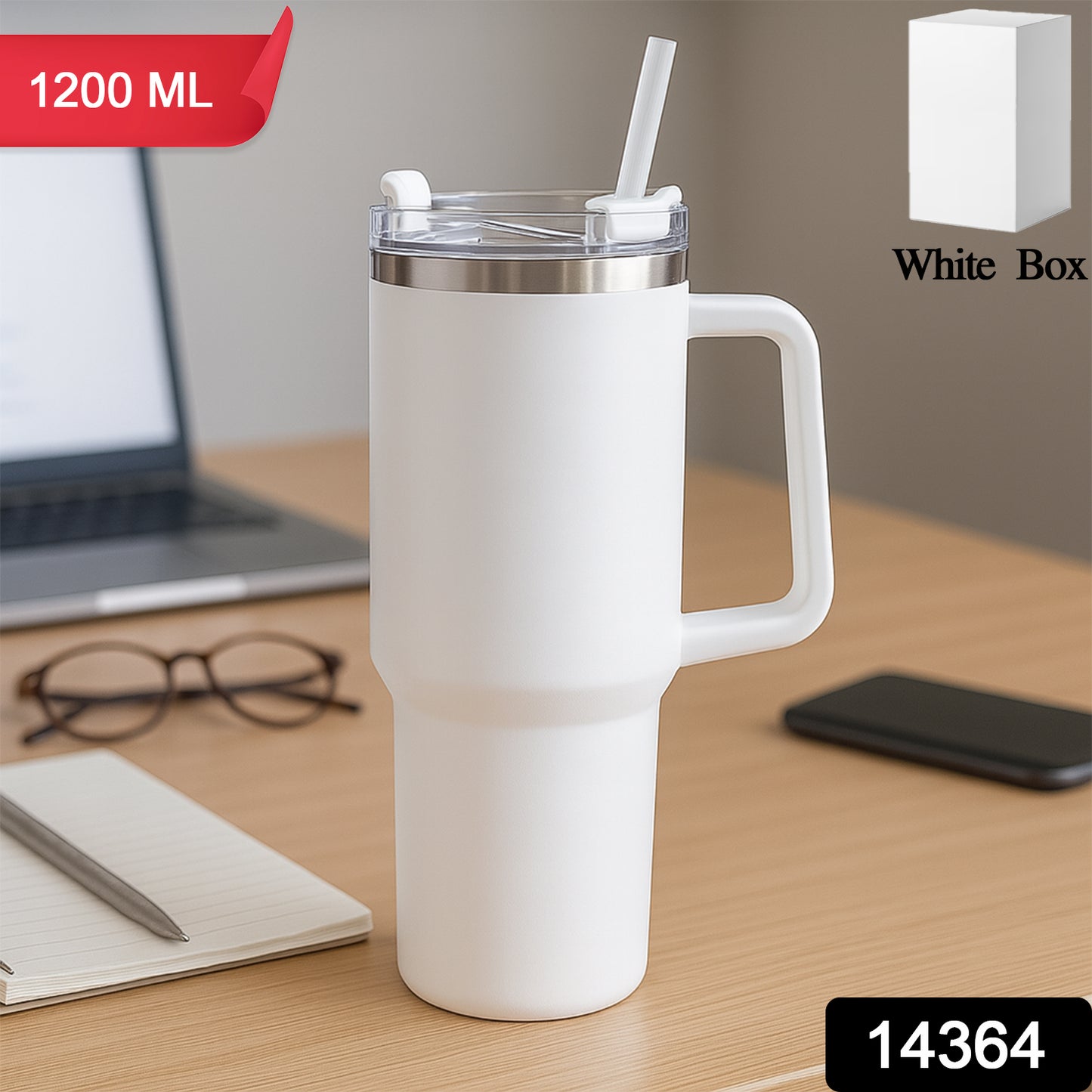 White Extra Large Insulated Travel Mug (1200ml - 1 Pc)