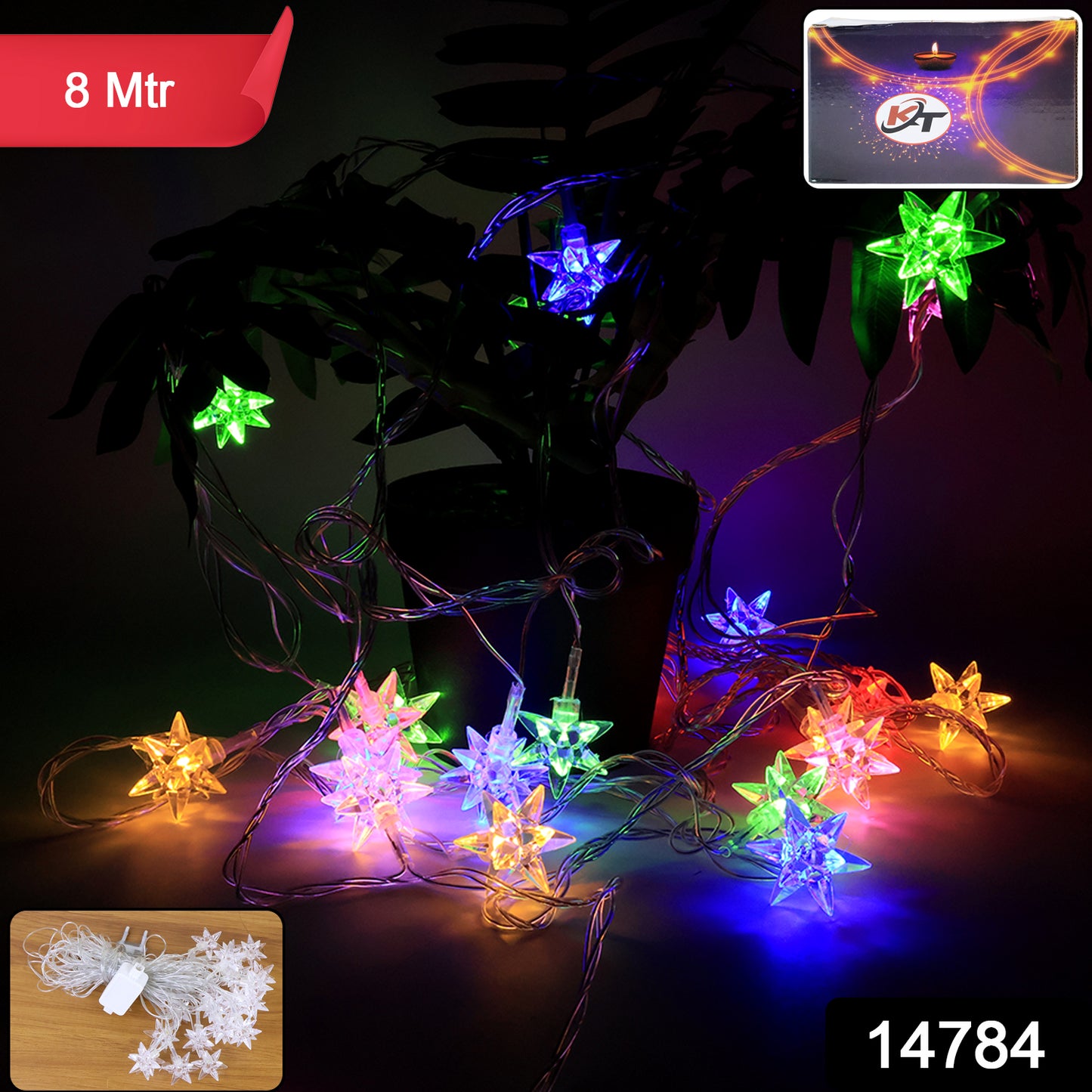 Multicolor Led Decorative String Light With Star-shaped Covers (8 Meter)