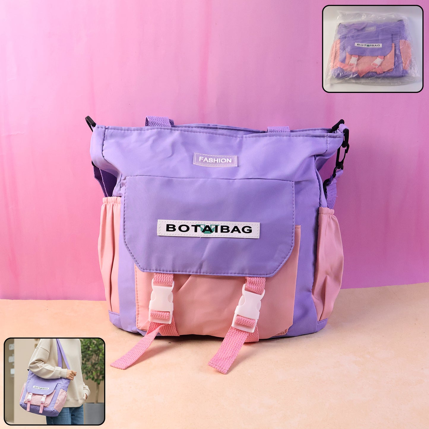 Trendy Multi-pocket Shoulder Tote Sling Bag (1 Pc)