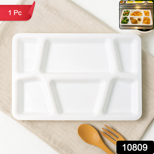 Plastic Multi-compartment Rectangular Meal Serving Tray  Plate (1 Pc  White)