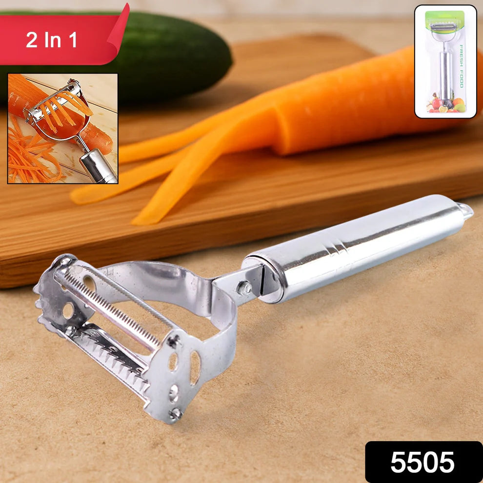 5505 Multi-function 2 In 1 Potato Peeler And Julienne Cutter Stainless Steel Potato Peeler Grated Carrot Grated Suitable For Peeling And Shredding Fruit And Vegetables Kitchen Accessories (1 Pc)