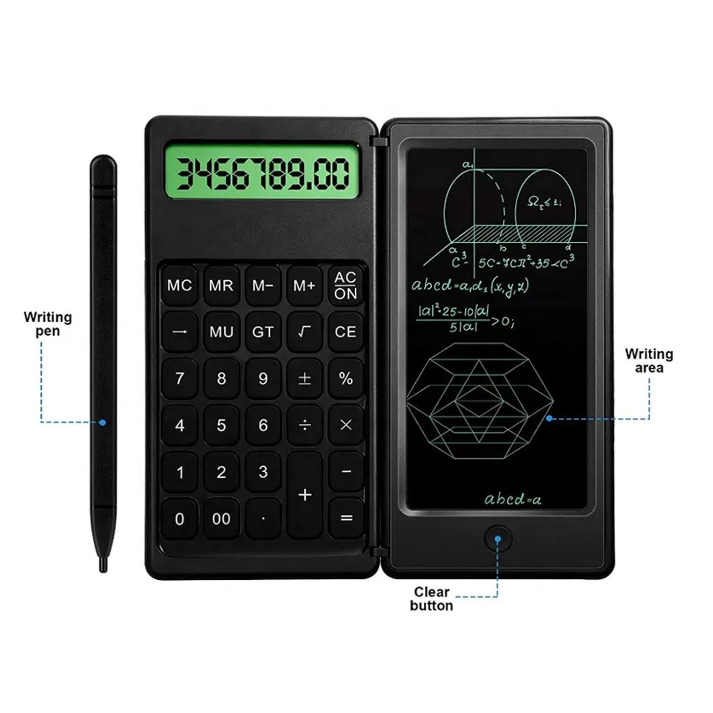 6739 Foldable Calculator With 6 Inch Lcd Tablet Digital Drawing Pad Stylus Pen Erase Button Lock Function Smart Calculator