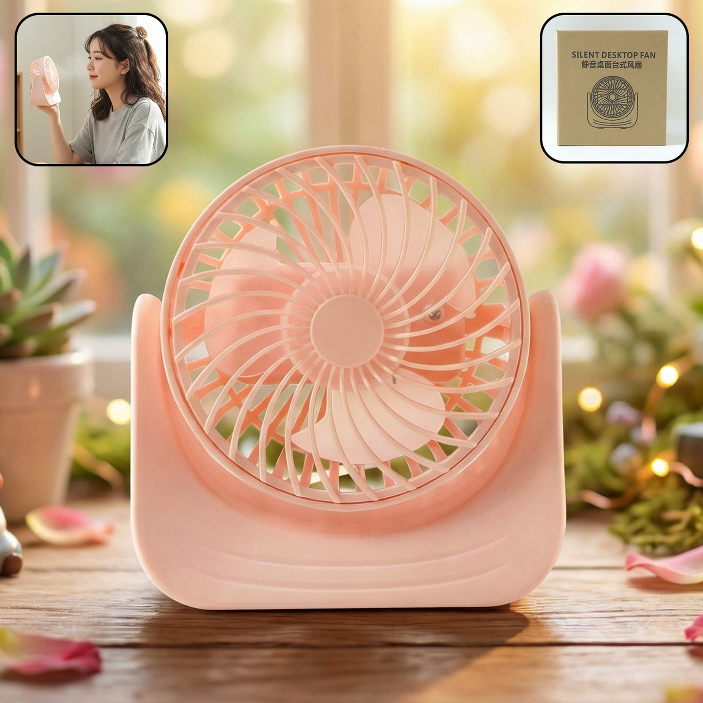 Plug And Play Silent Desktop Mini Fan With Adjustable Tilt Head (1 Pc)