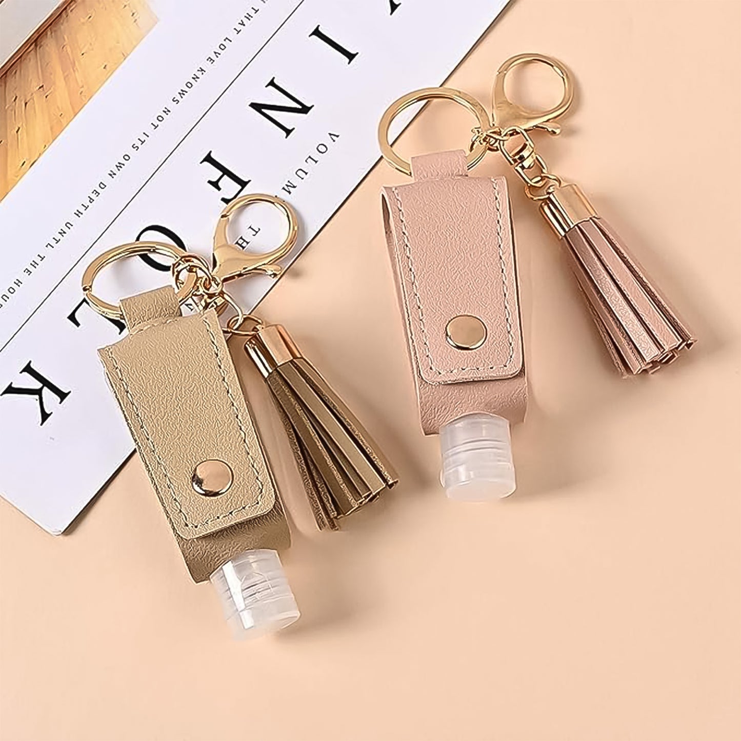 Portable Hand Sanitizer Holder Keychain With Tassel (1 Pc)