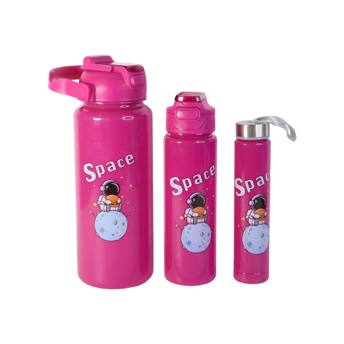 Space Theme Printed Water Bottles  2000ml 900ml  300ml Approx- (Set)