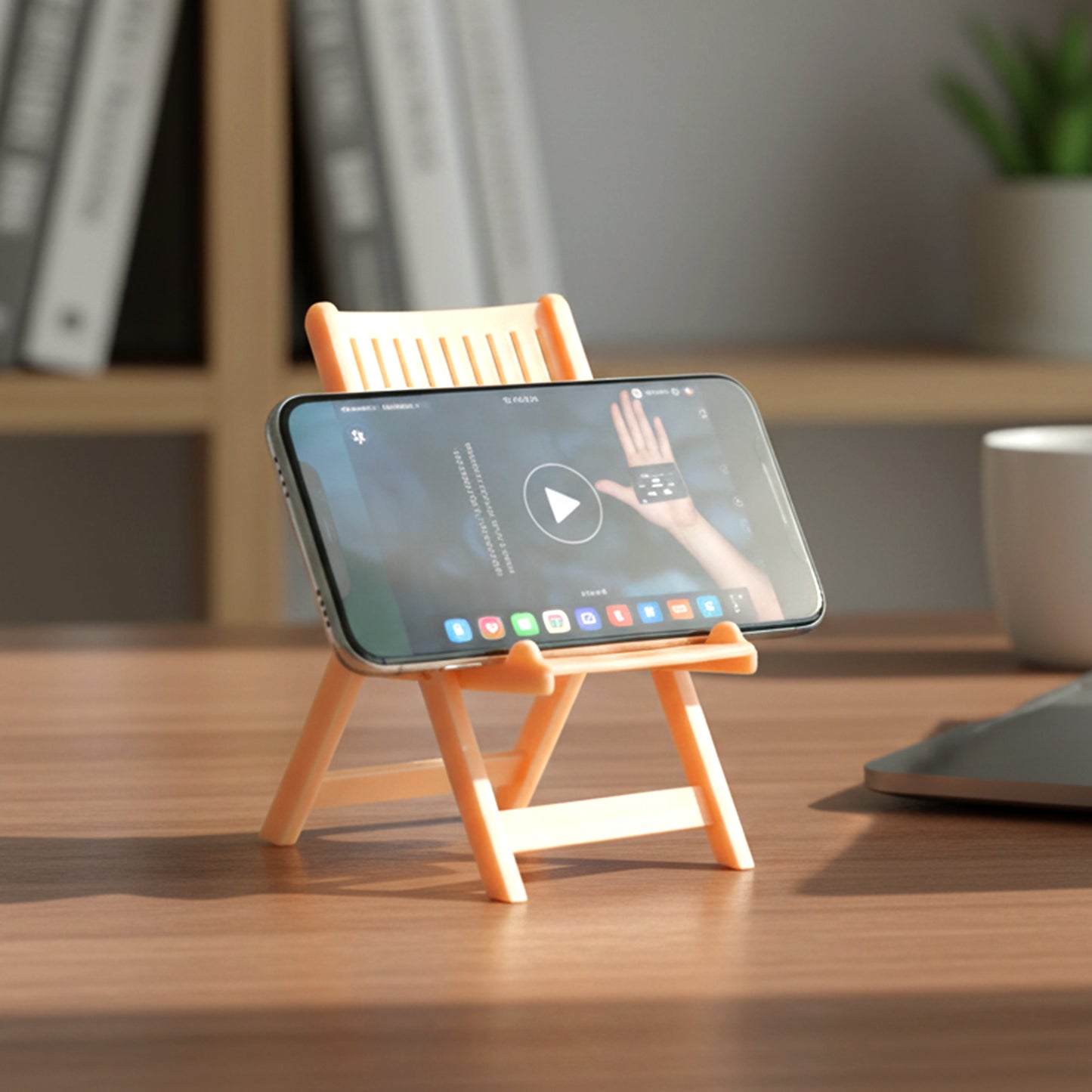 Mini Chair Shape Mobile Stand Holder (1 Pc  Peach Color)