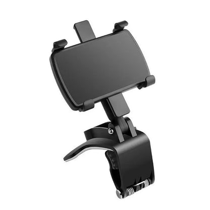 6948  Car Phone Holder Clip Mount 360 Degree Rotation Dashboard Rear View Mirror Sun Visor Smartphone Hud Navigation Fold Stand Plastic Black Compatible For All Smart Phones