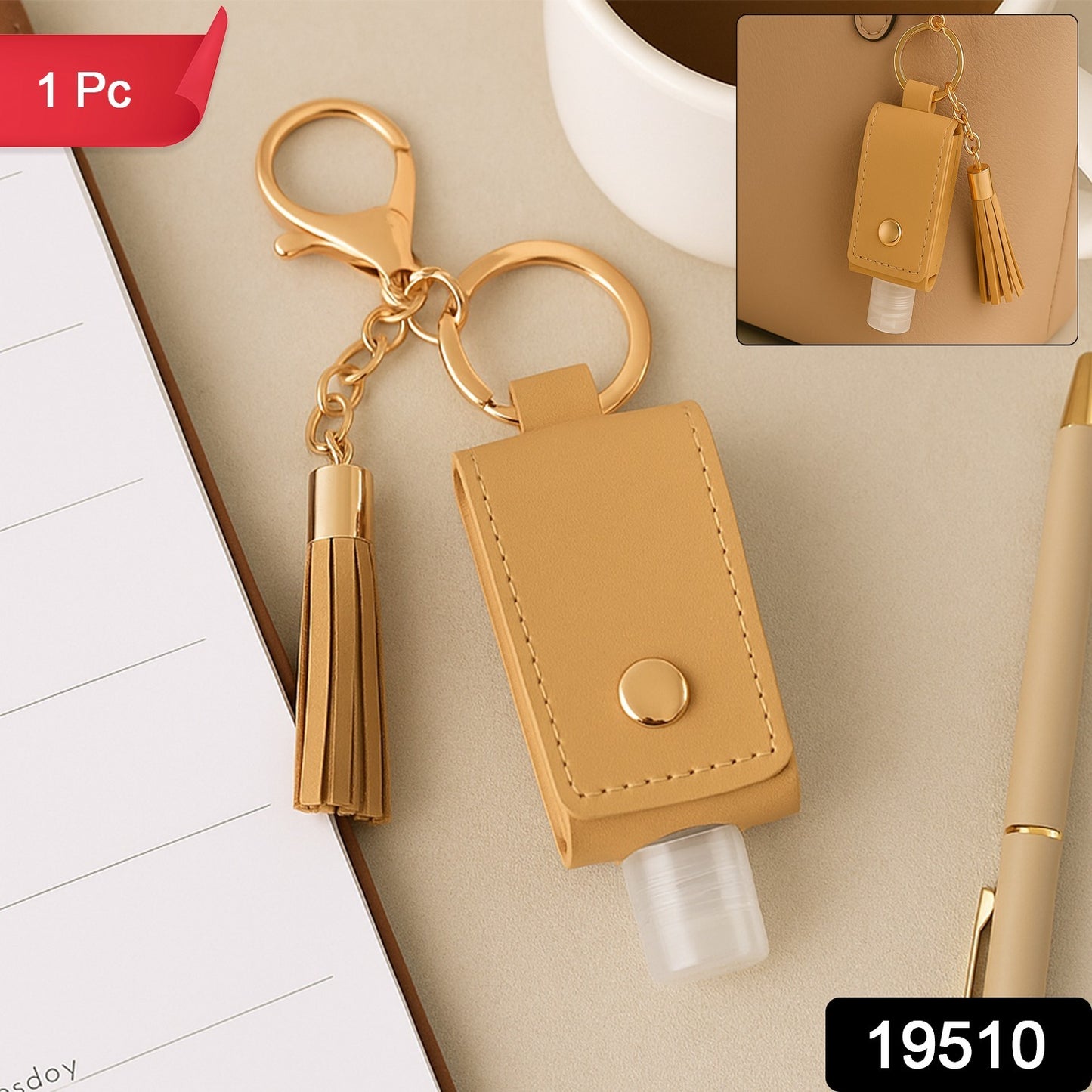 Portable Hand Sanitizer Holder Keychain With Tassel (1 Pc)
