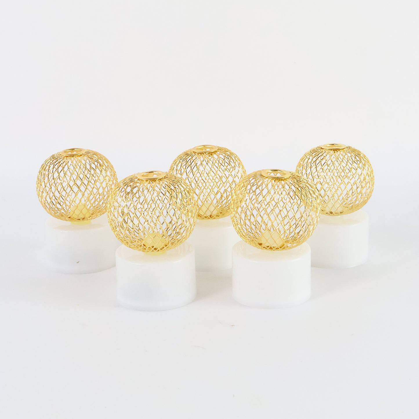 Led Ball Shaped Decorative Light With Mesh Cover (5 Pc  Set)
