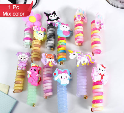 Colourful Telephone Wire Hairbands (1 Pc  Mix Design)