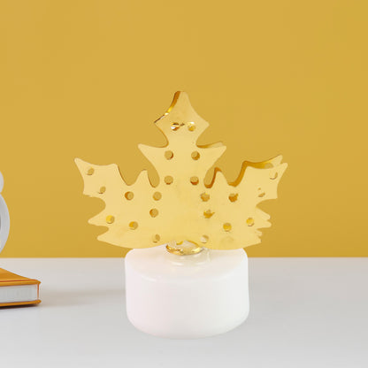 Decorative Led Gold Metal Leaf Diya Lamp (1 Pc)
