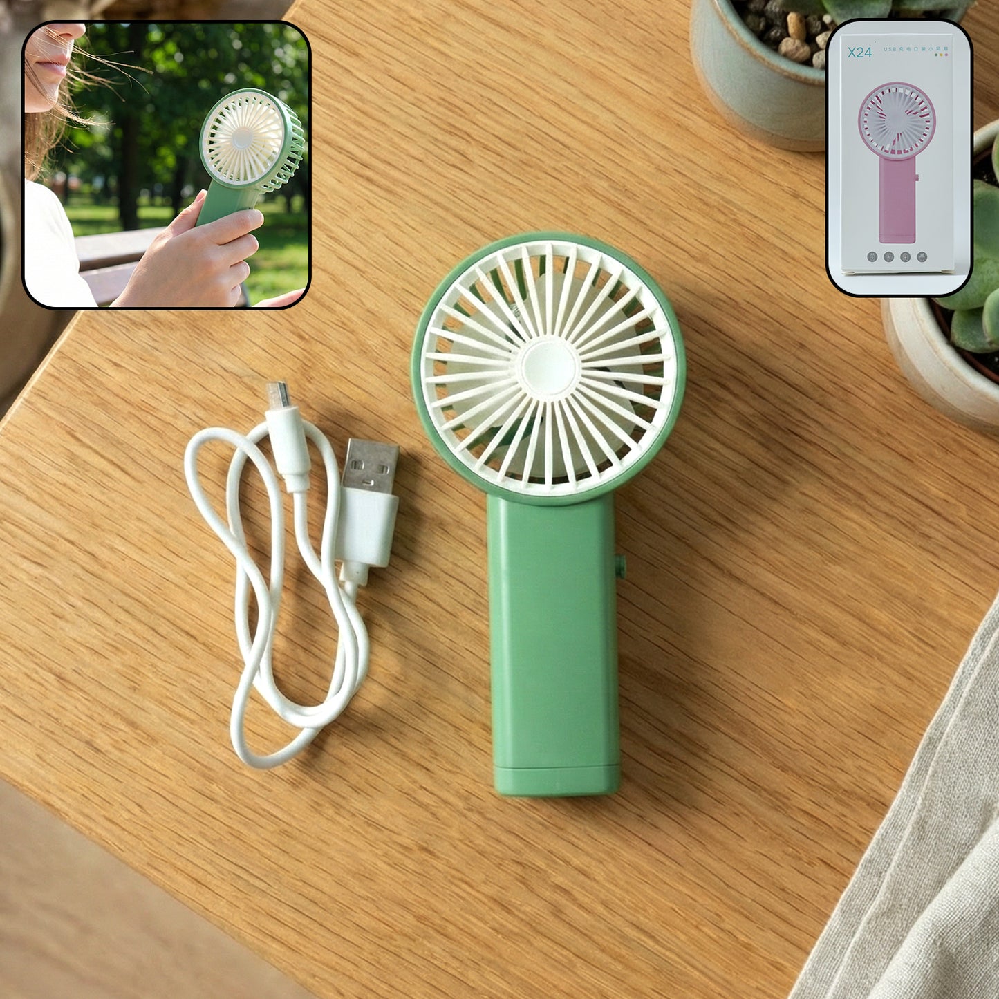 Portable Usb Rechargeable Handheld Mini Fan (1 Pc)