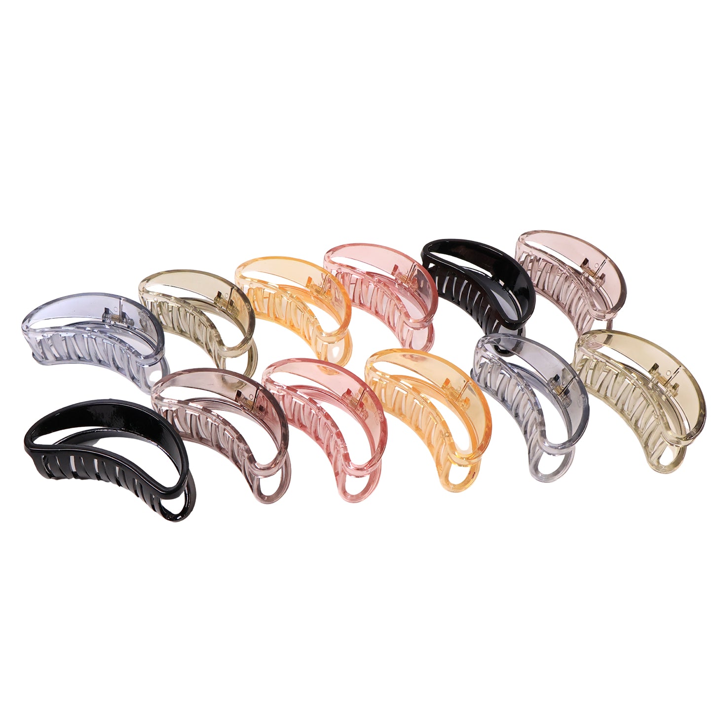 Plastic Hair Clamp Grip Simple Matte Hair Barrette Clamp (12 Pc)