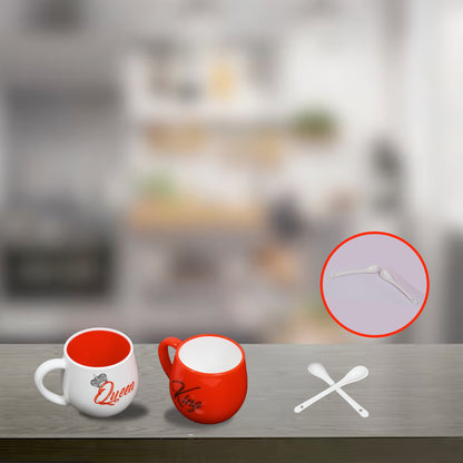 4764 King  Queen Printed Couple Matching Coffeetea Plastic Coffee Mug (300ml Set Of 2)