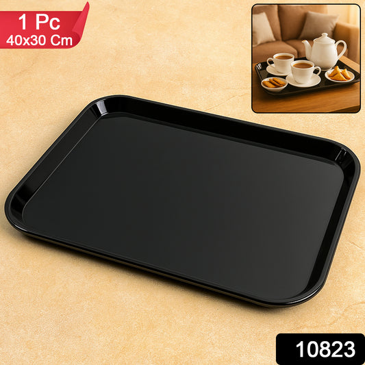 Plastic Serving Tray  Plate  40  30 Cm (1 Pc  Black)