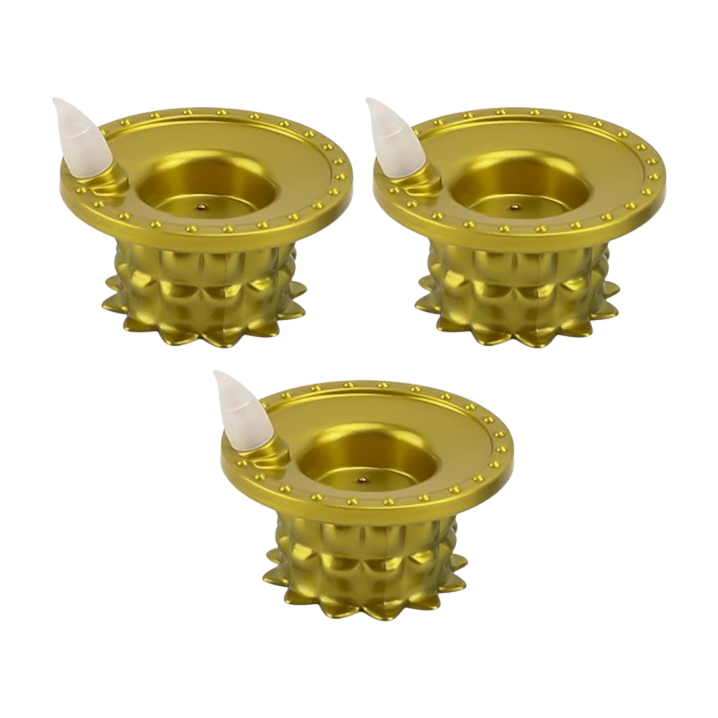 Set Of 3 Water Sensor Led Golden Diyas