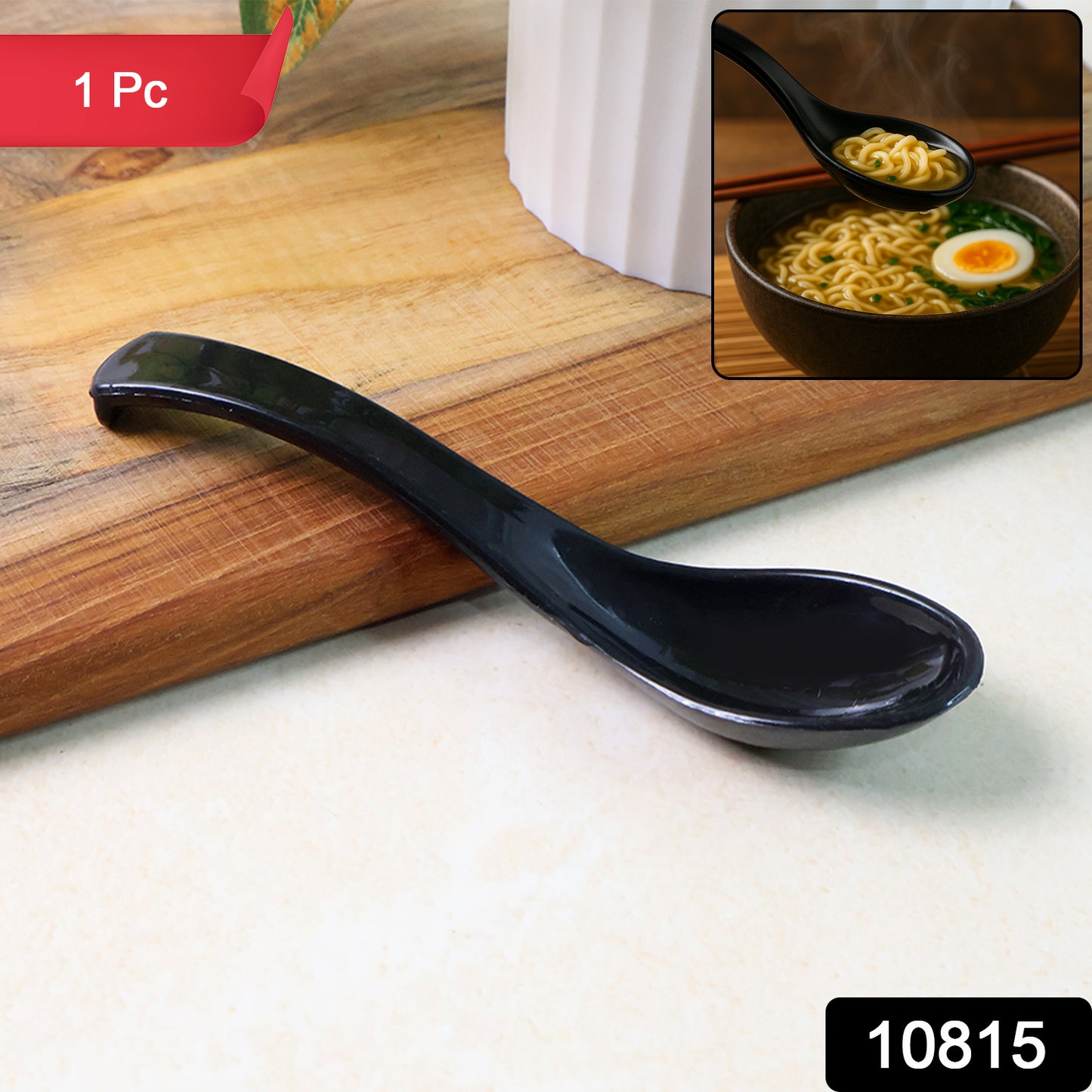 Plastic Soup Spoon  Deep Bowl (1 Pc  Black)