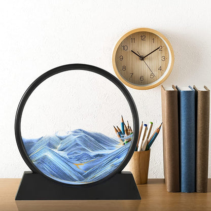 8781 Moving Sand Art Picture Decor 3d Deep Sea Sandscape Liquid Motion Round Glass Frame Display Flowing Sand Relaxing Gift For Kids Adults Painting Artistic Sandscape For Home Office Ornament Desktop Art Bookshelves Decoration (1 Pc )