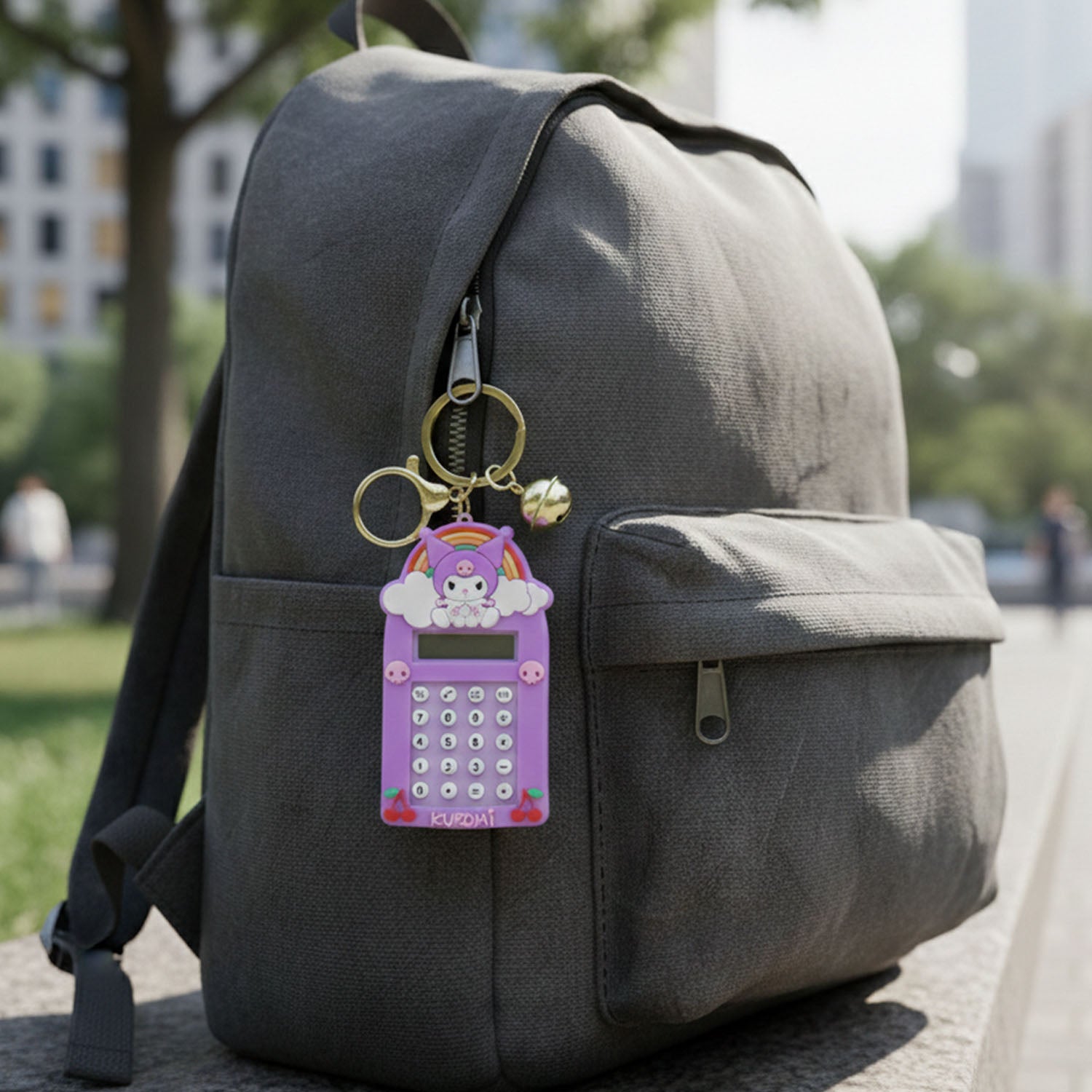 Cute Cartoon Kuromi Calculator Keychain With Mini Digital Display (1 Pc)
