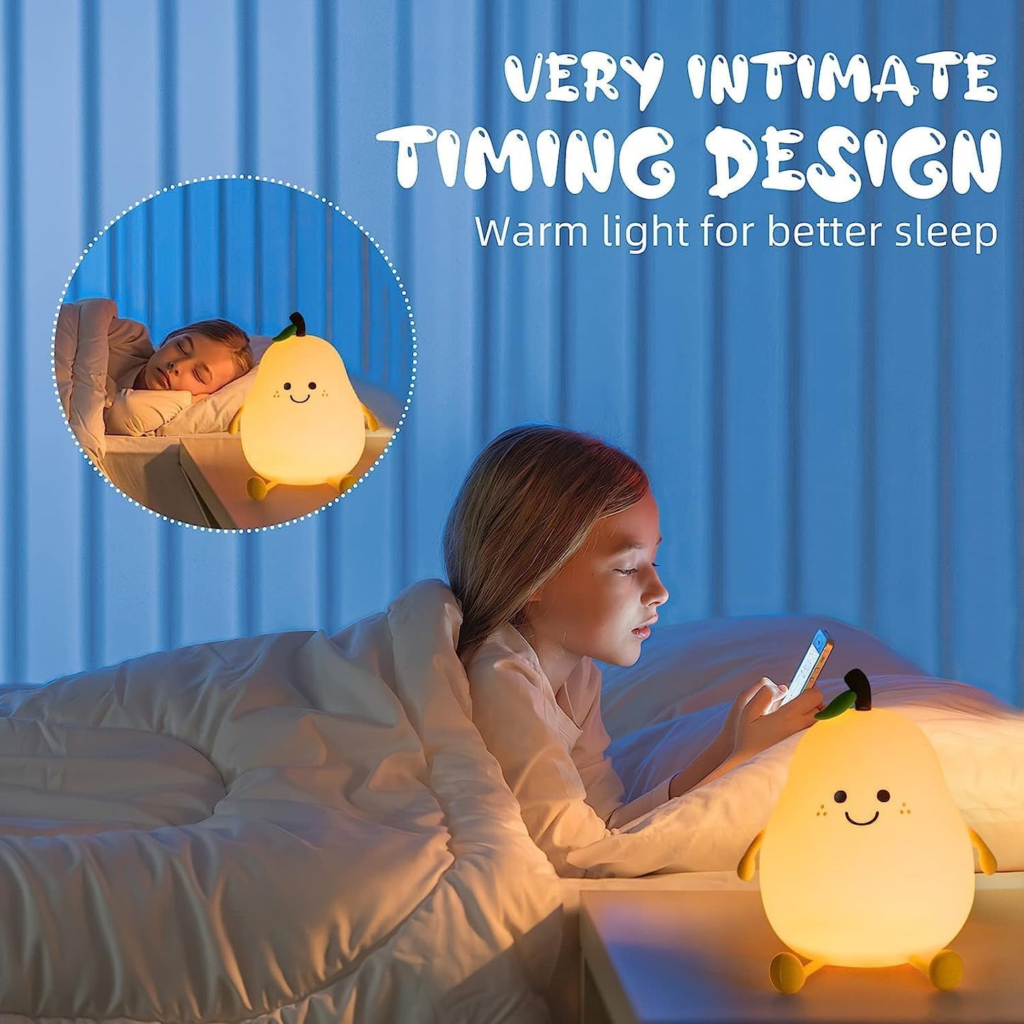 Cute Pear Shape Silicone Night Lamp With Multi Color Changing Mode (1 Pc)