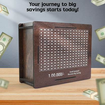Wooden Money  Piggy Bank Money Box (1 Pc  4 Sketch Pen)