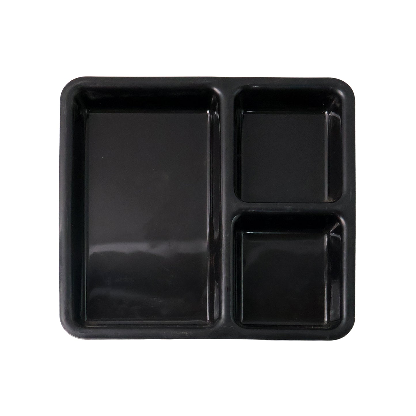 Plastic Multi-compartment Meal Serving Tray  3-section Rectangular Dining Plate (1 Pc  Black)