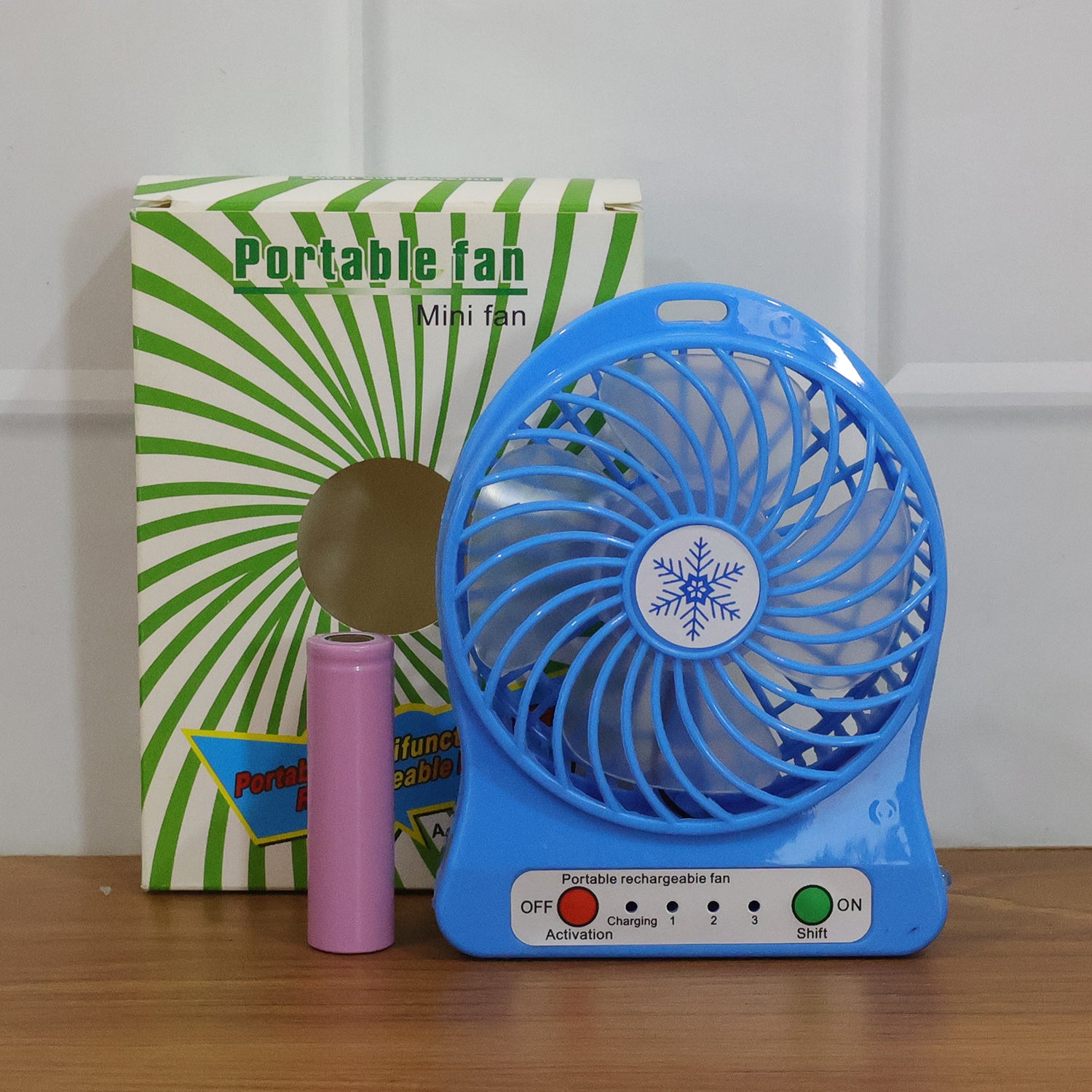 Portable Rechargeable Mini Table Fan With Led Light And Battery (1 Pc)