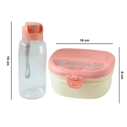 Plastic Lunch Box With Water Bottle Combo Set (1 Set)