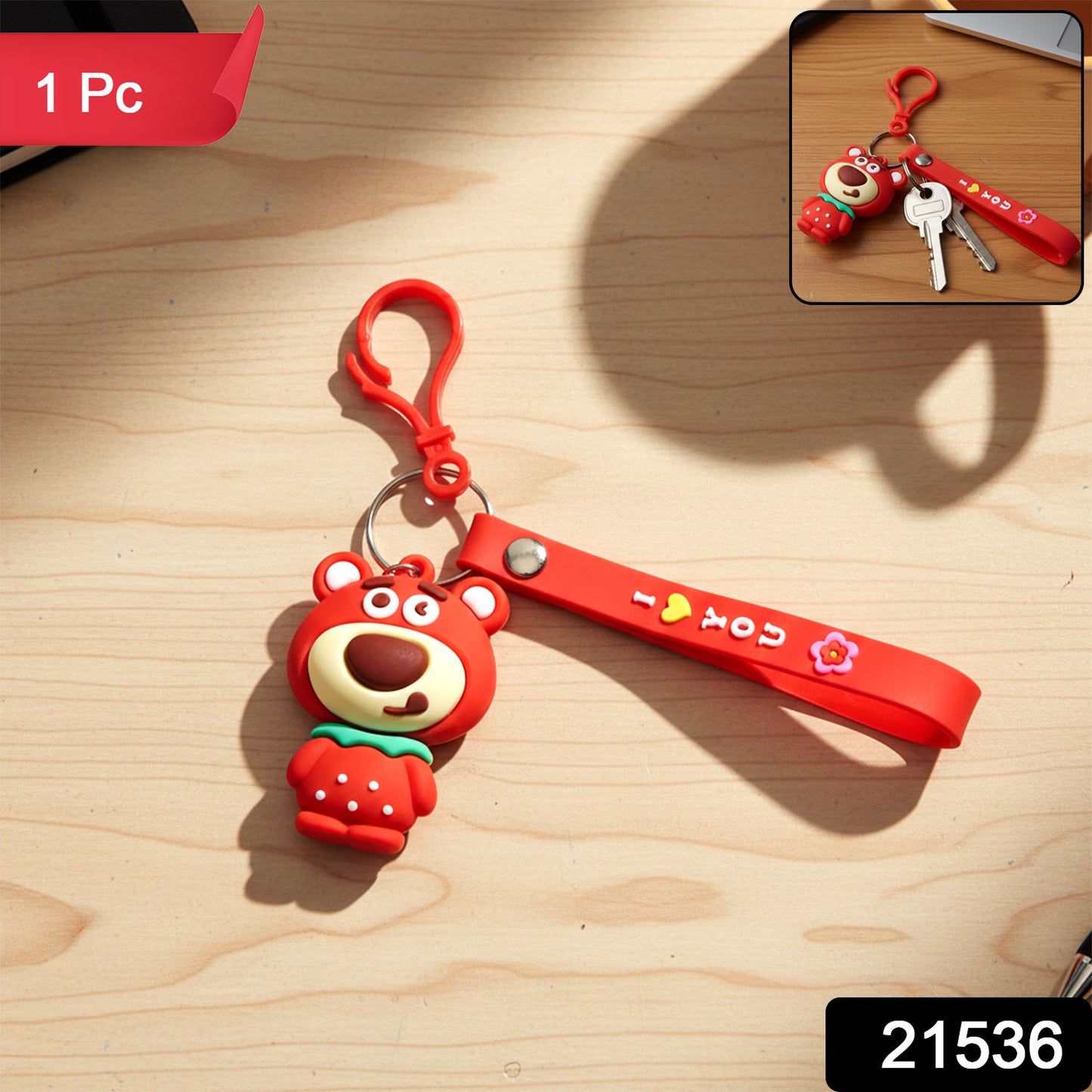 Cute Cartoon Bear Figure Keychain (1 Pc)