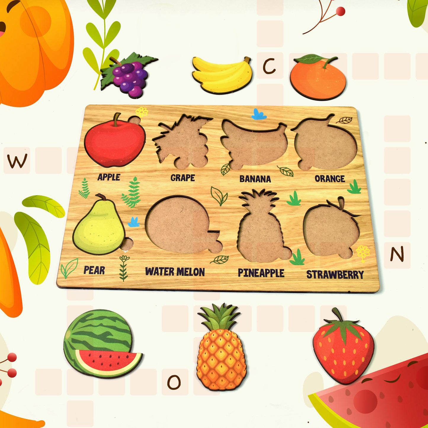 Wooden Puzzle Learning Board For Kids - (1 Pc  Mix Design  Random)