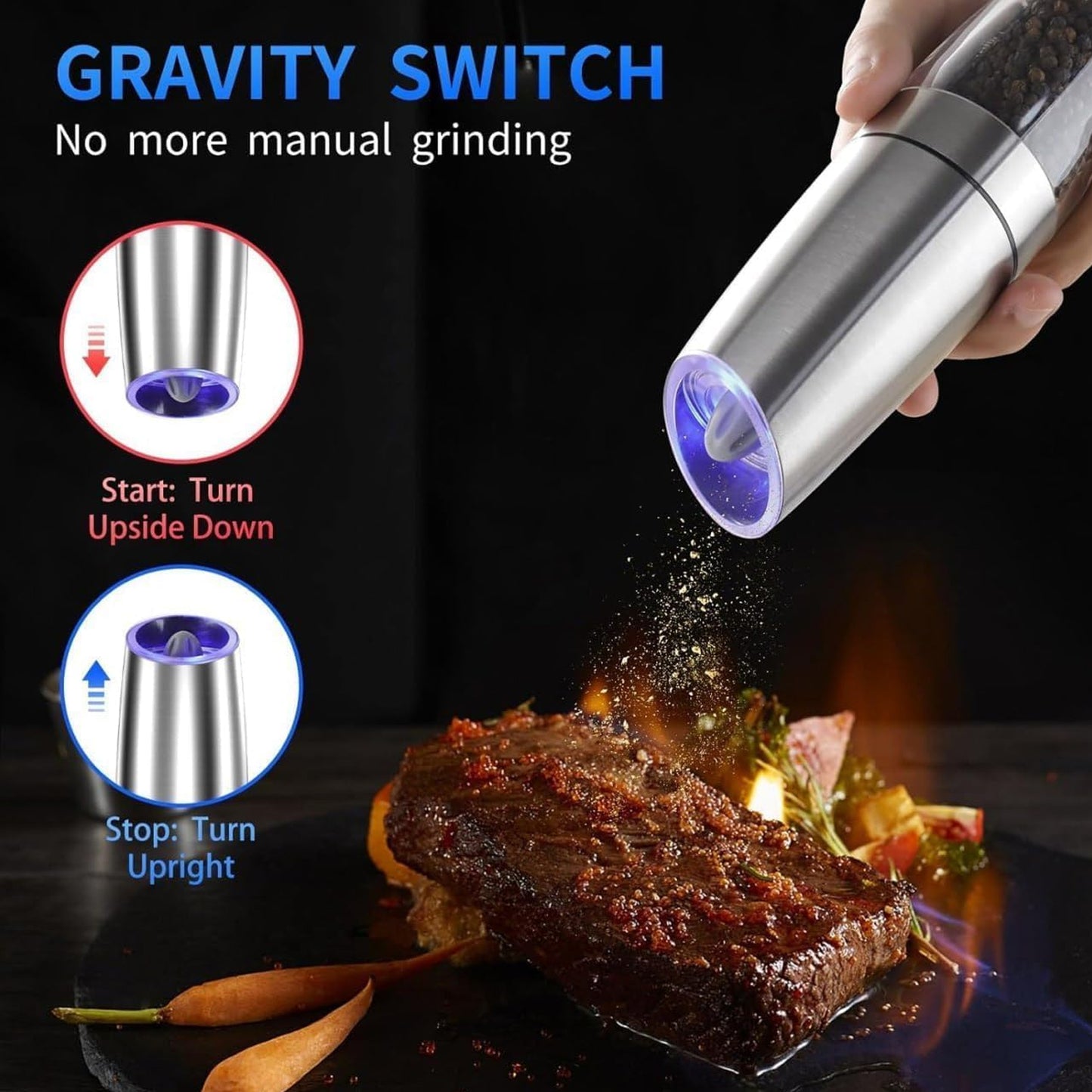 Automatic Gravity Electric Salt And Pepper Grinder Mill (1 Pc)