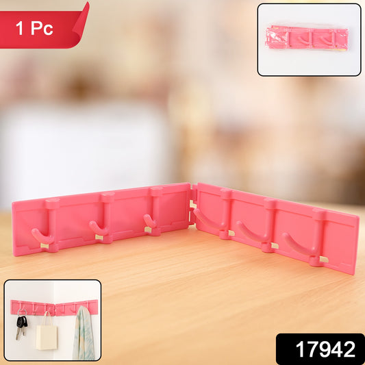 Foldable Rotating Wall-mounted Multipurpose 6 Hook Rack (1 Pc)