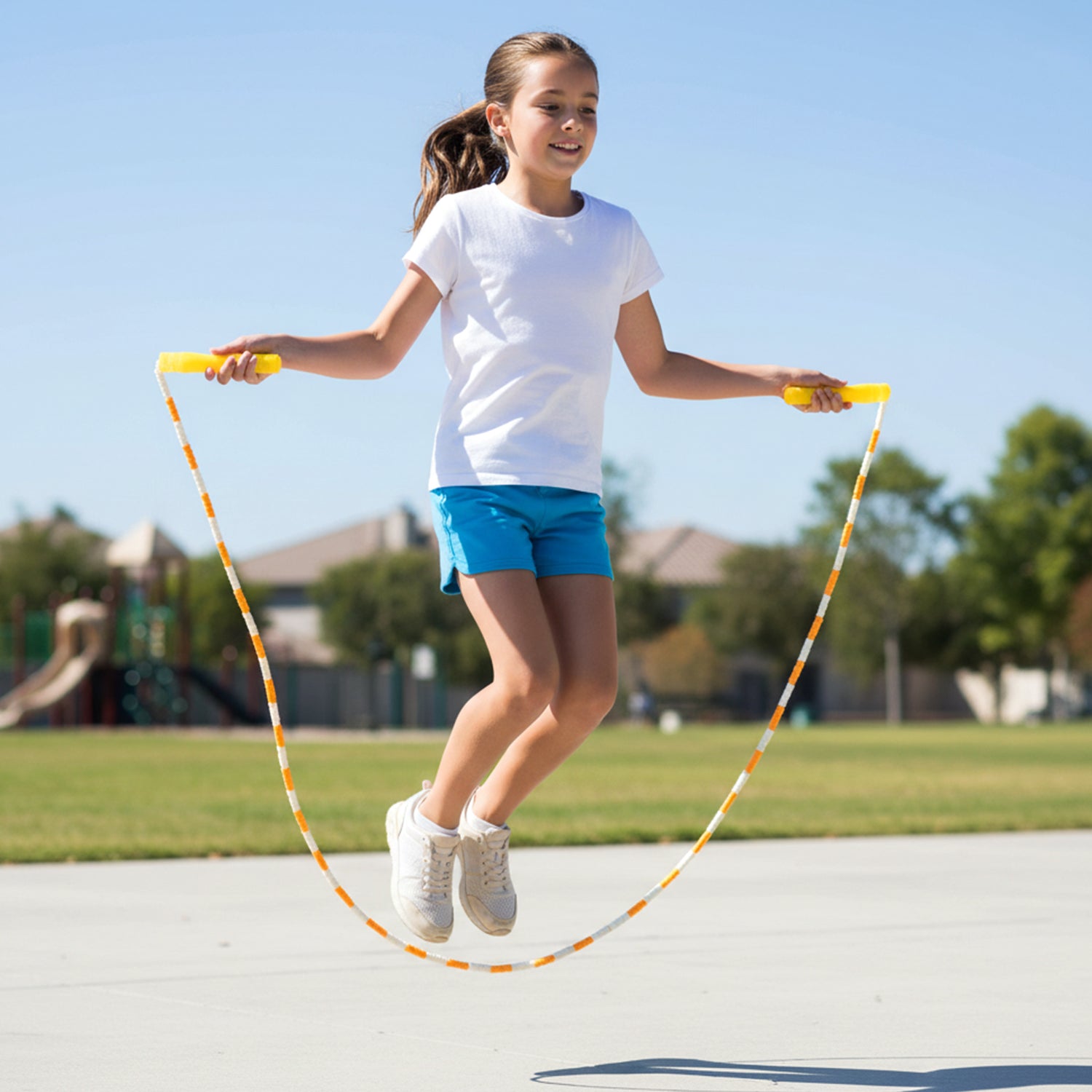 Yellow  White Beaded Skipping Jump Rope (1 Set)