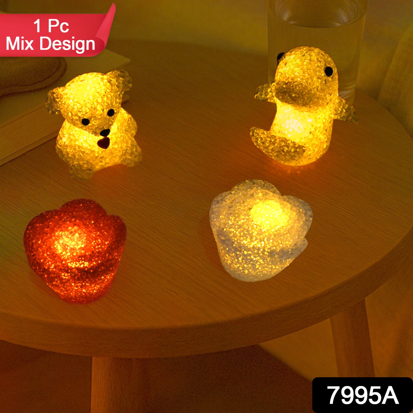 7995a Mix Design Multi Shape Small Light Lamps Led Shape Crystal Night Light Lamp (1 Pc )