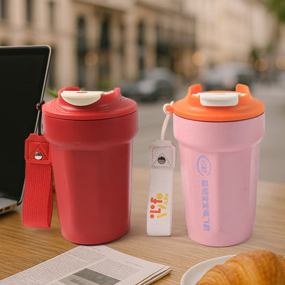 Stainless Steel Coffee Travel Bottle With Lid 450 Ml Approx (1 Pc)