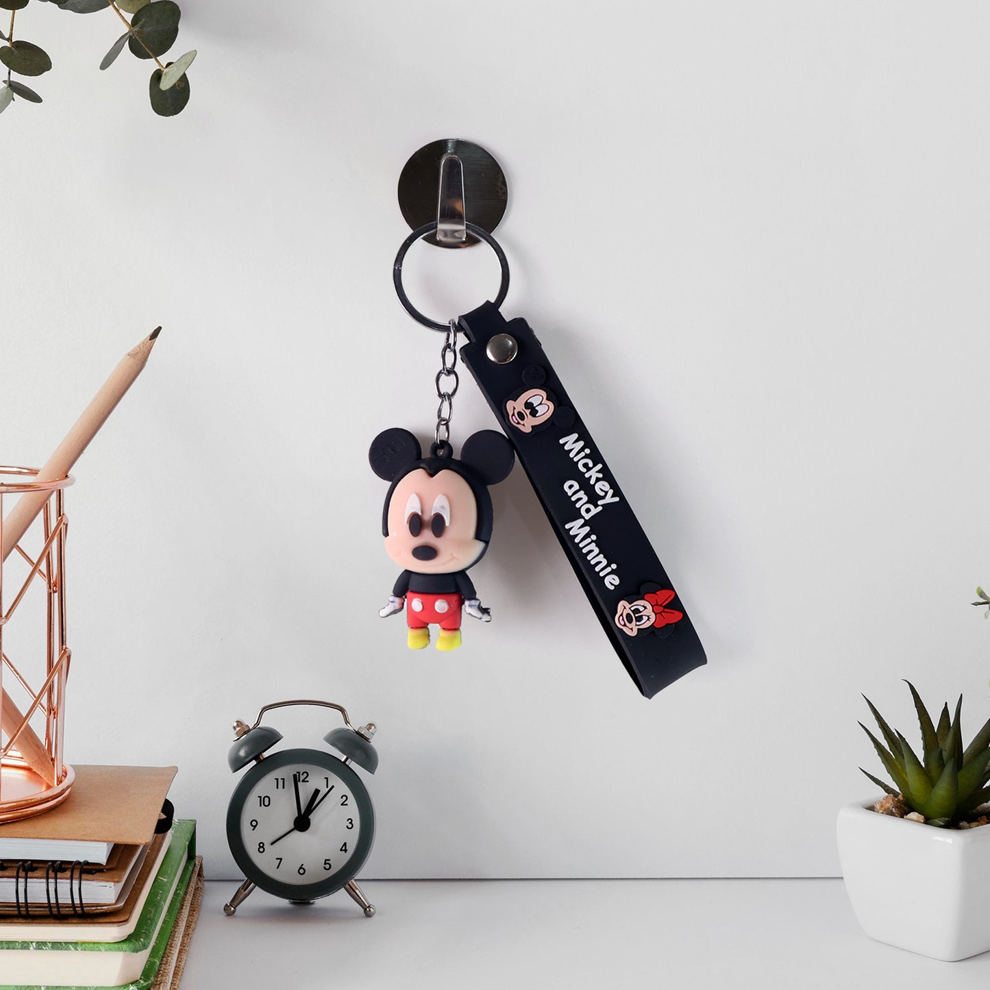 Cute Cartoon Silicone 3d Key Chain With Metal Hook  Strap (Pack Of 1)