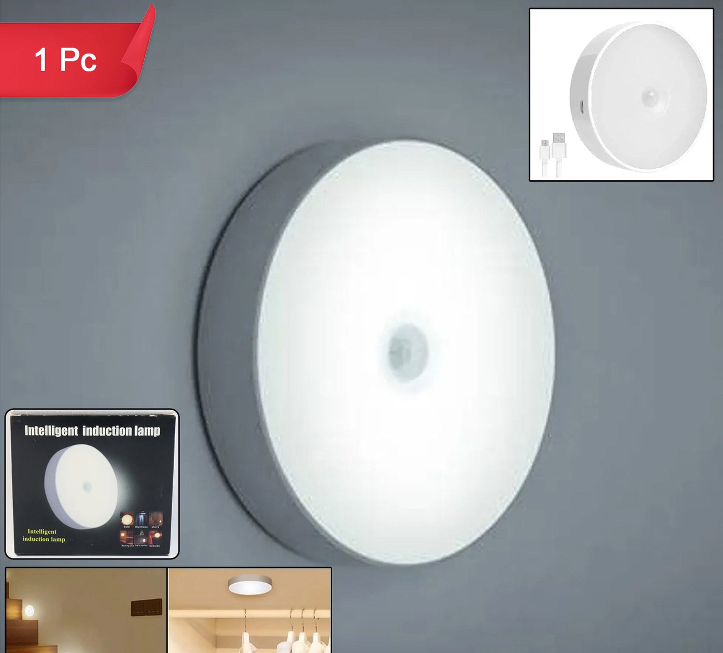 Rechargeable Motion Sensor Night Light (1 Pc)