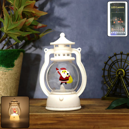 Mini Led Decorative Lantern With Santa Figurine (1 Pc)
