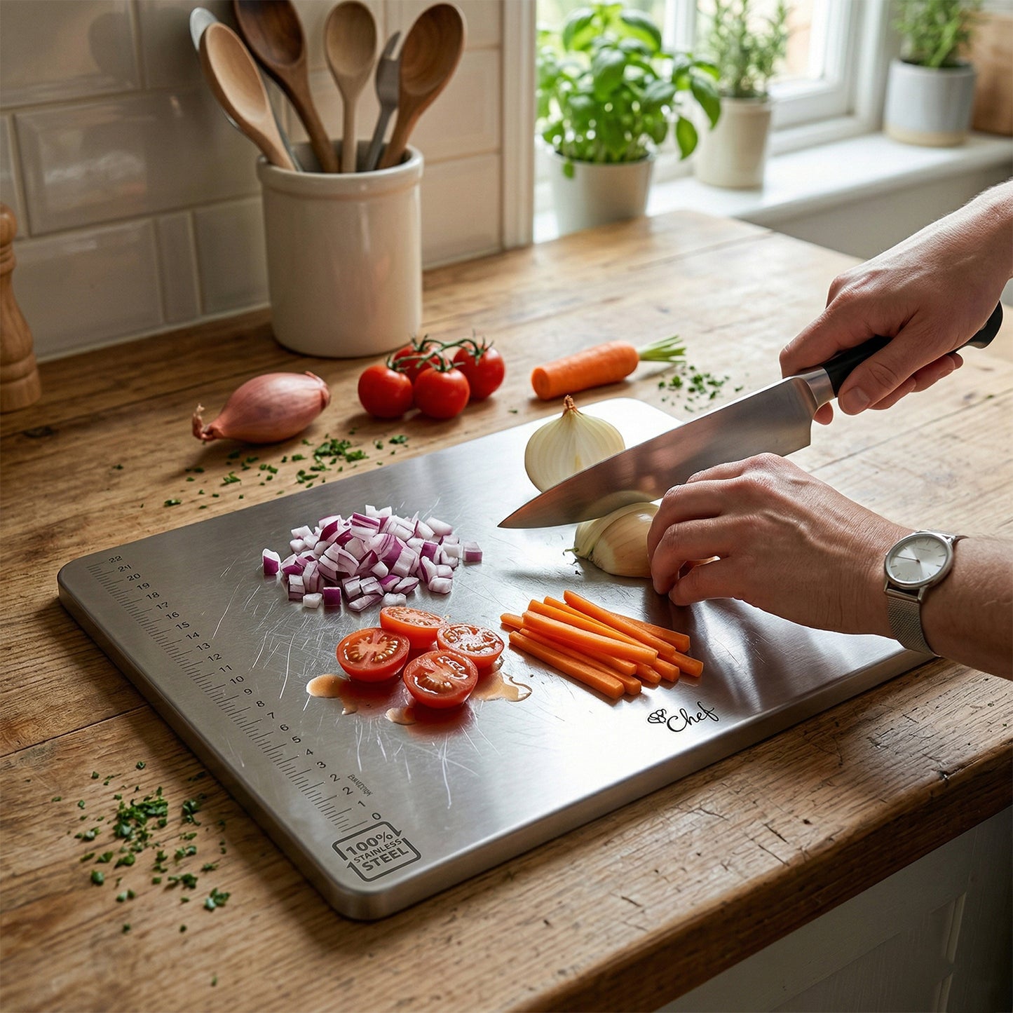 Stainless Steel Chopping Board 35.5x29 Cm 1mm Thickness 1 Pc