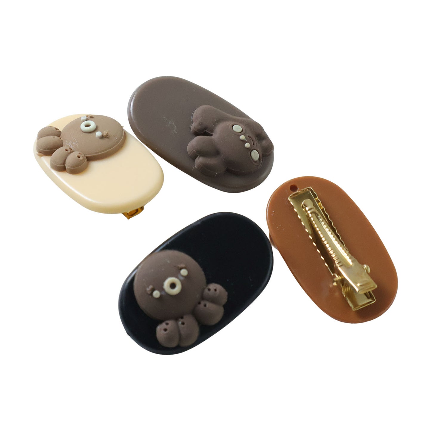 Cute Cartoon Bear Design Hair Clip Set (4 Pc)